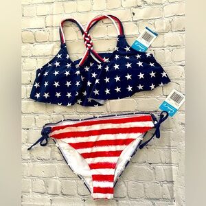 NWT California is Waves Patriotic Bikini XL
